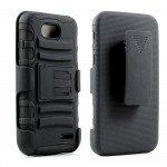 Wholesale LG Optimus L90 Armor Shell Holster Combo Case (Black)